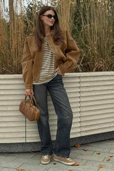 Vintage Suede Zip Front Relaxed Jacket