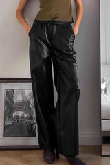Fleece Vintage High Waist Straight Pants