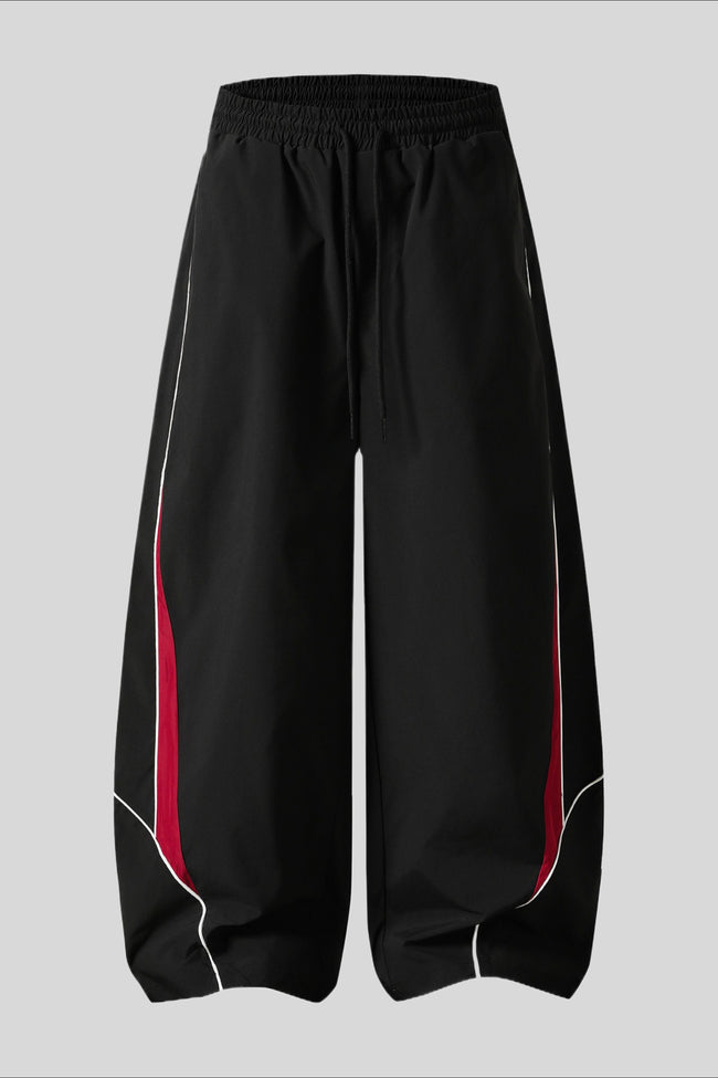 Contrast Piping Colorblock Barrel Leg Pants Main image