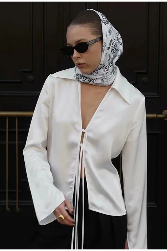 V-Neck Tie-Front Blouse Main image