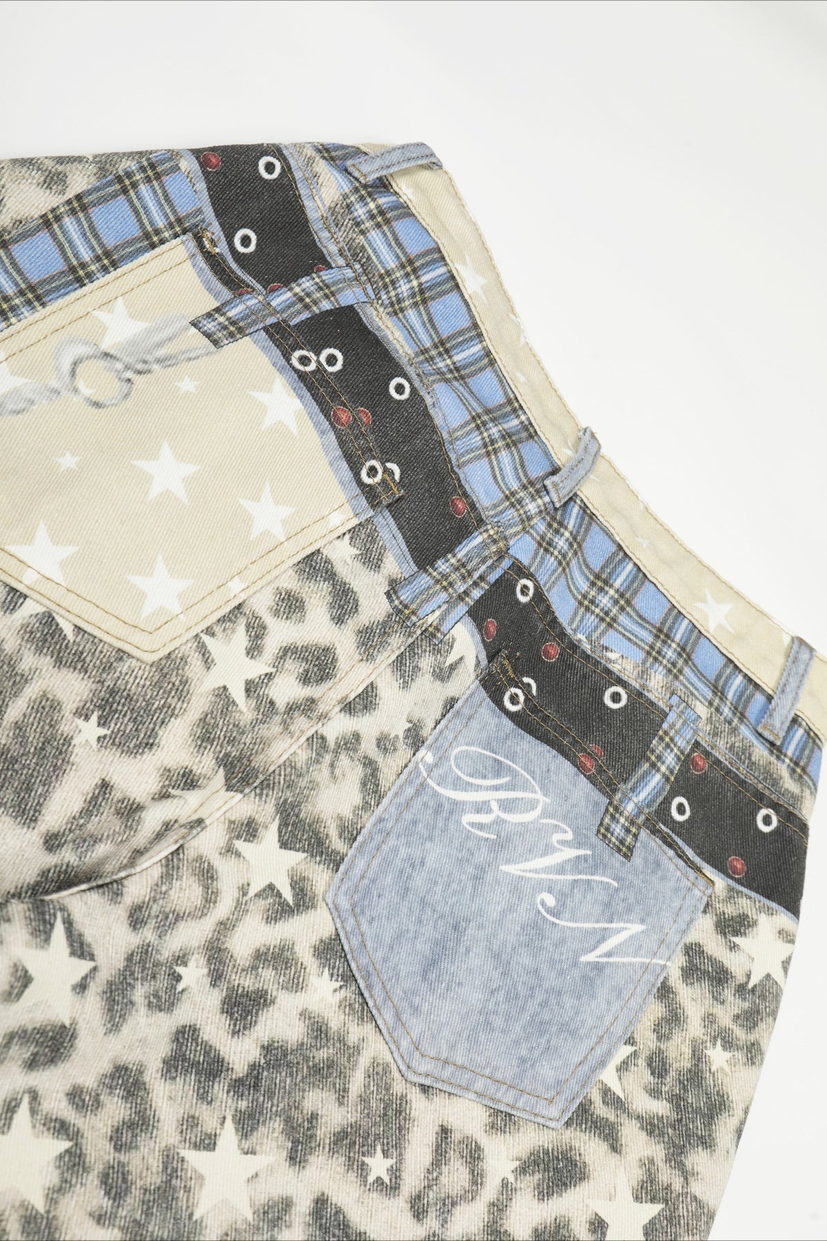 Leopard Double Waist Barrel Leg Jeans