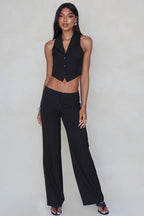 Striped Two Piece V Neck Relaxed Vest Pants Set