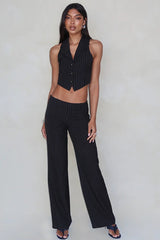 Striped Two Piece V Neck Relaxed Vest Pants Set