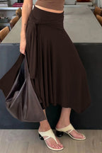 High Waist Tie Detail Asymmetric Skirt