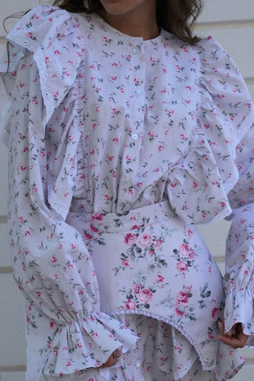 Romantic Ruffled Long Sleeve Mini Floral Dress Secondary image