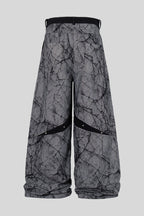 Crackle Print Tape Panel Wide Leg Jeans