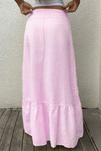 High-Waisted Striped Casual Skirt