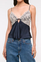 Contrast Lace Patchwork V Neck Cami