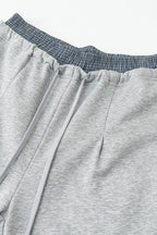 Patchwork Double Waist Wide Leg Athletic Pants