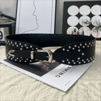 Studded Patchwork Alloy Wide Waist Belt
