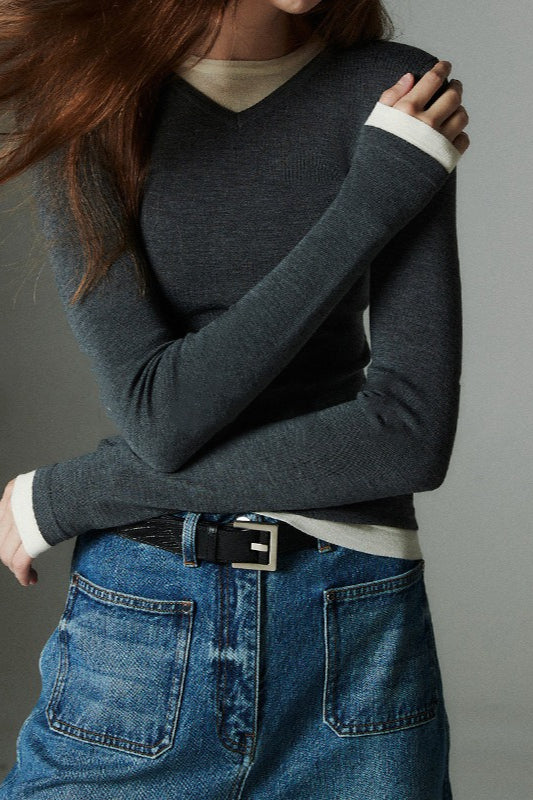 Colorblock Washable Knit Top Main image