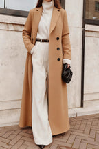 Warm Wool Solid Color Long Overcoat