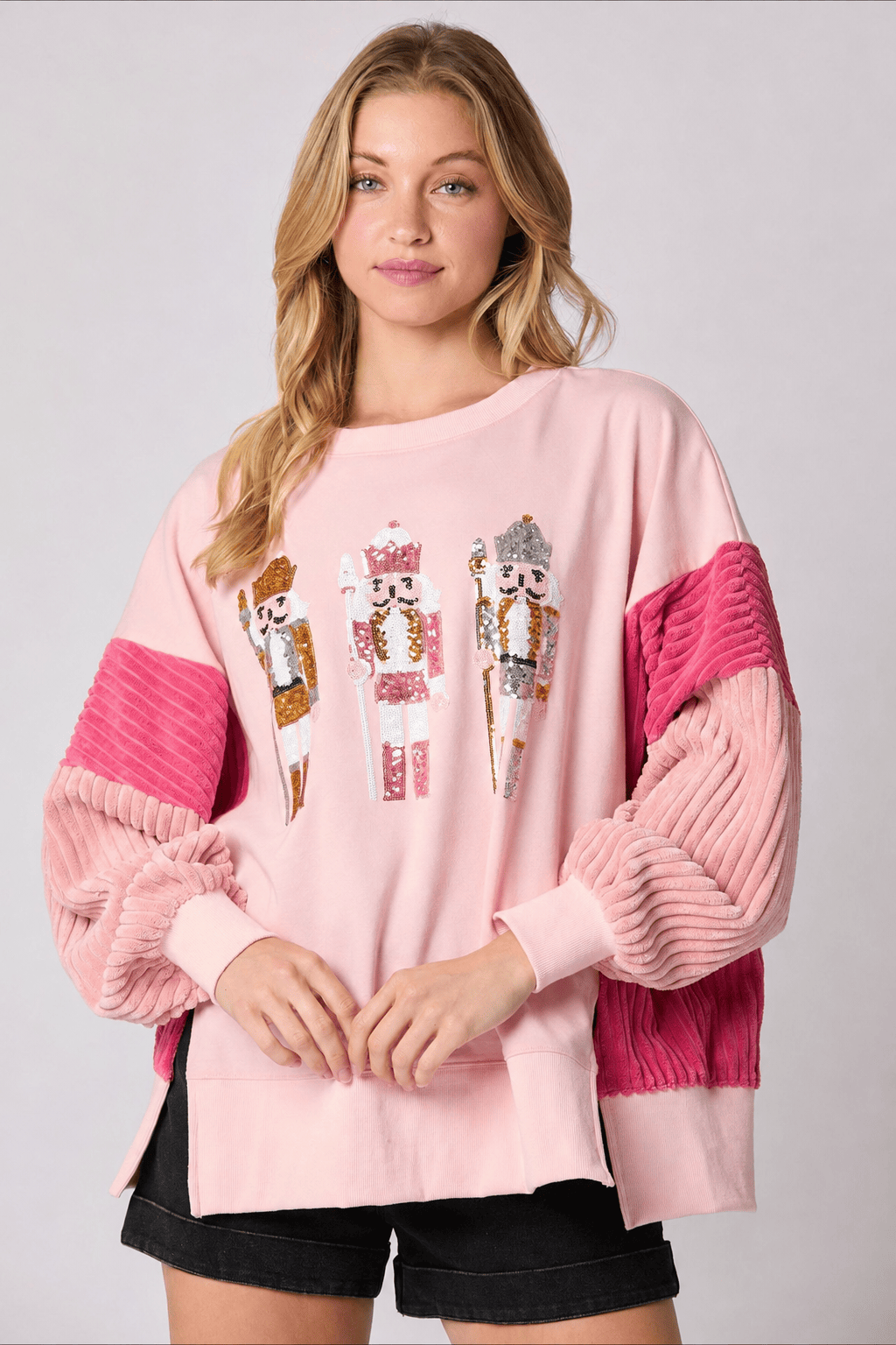 Sequin Toy Soldier Crew Neck Sweatshirt