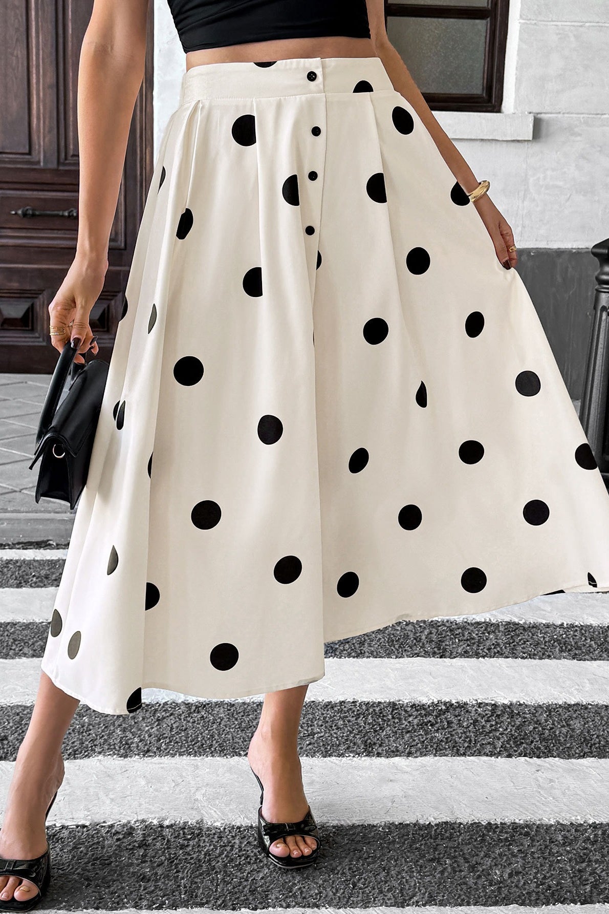Polka Dot Elastic Waist Skirt Secondary image