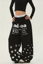 Star Typography Balloon Leg Sweatpants