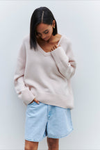 V Neck Long Sleeve Relaxed Sweater