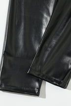 PU Leather Front Zipper Slim Fit Pants