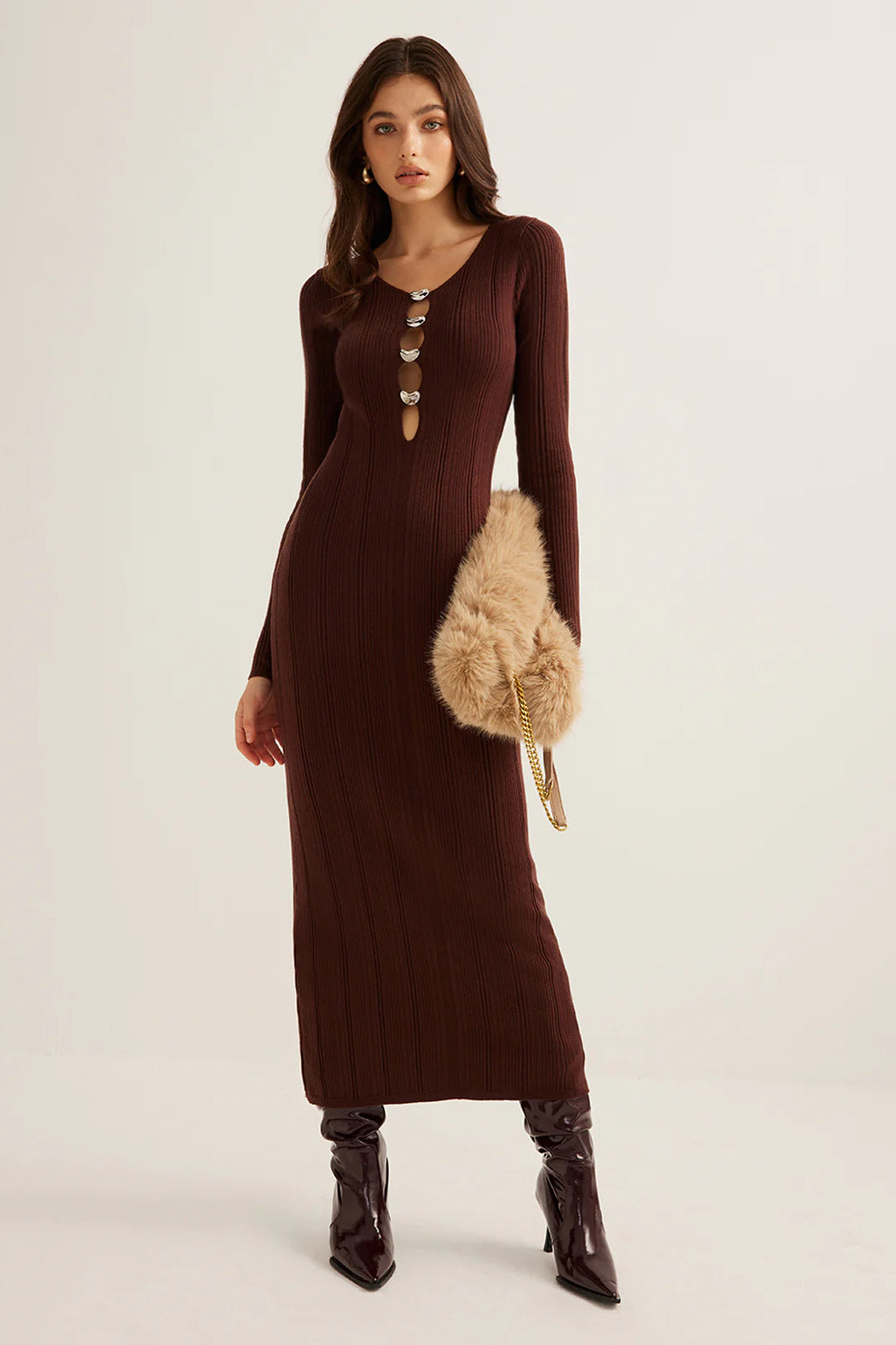 Elegant Ribbed Knit Bodycon Dress Main image