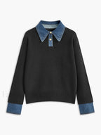 2 in 1 Panel Lapel Sweater Black / XS Sweaters