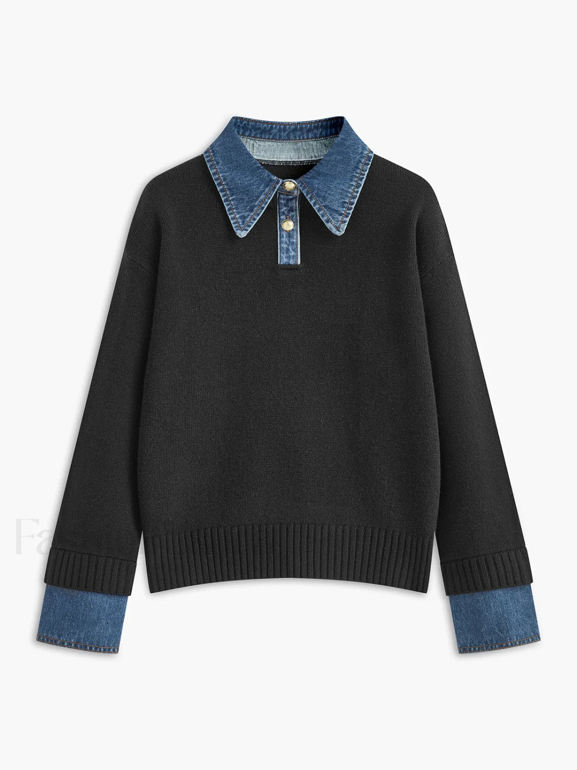 2 in 1 Panel Lapel Sweater Black / XS Sweaters