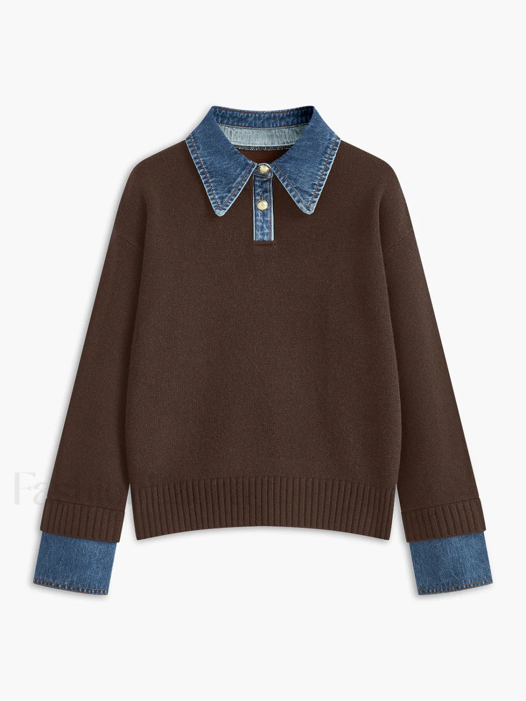 2 in 1 Panel Lapel Sweater Brown / XS Sweaters