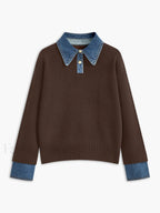 2 in 1 Panel Lapel Sweater Brown / XS Sweaters