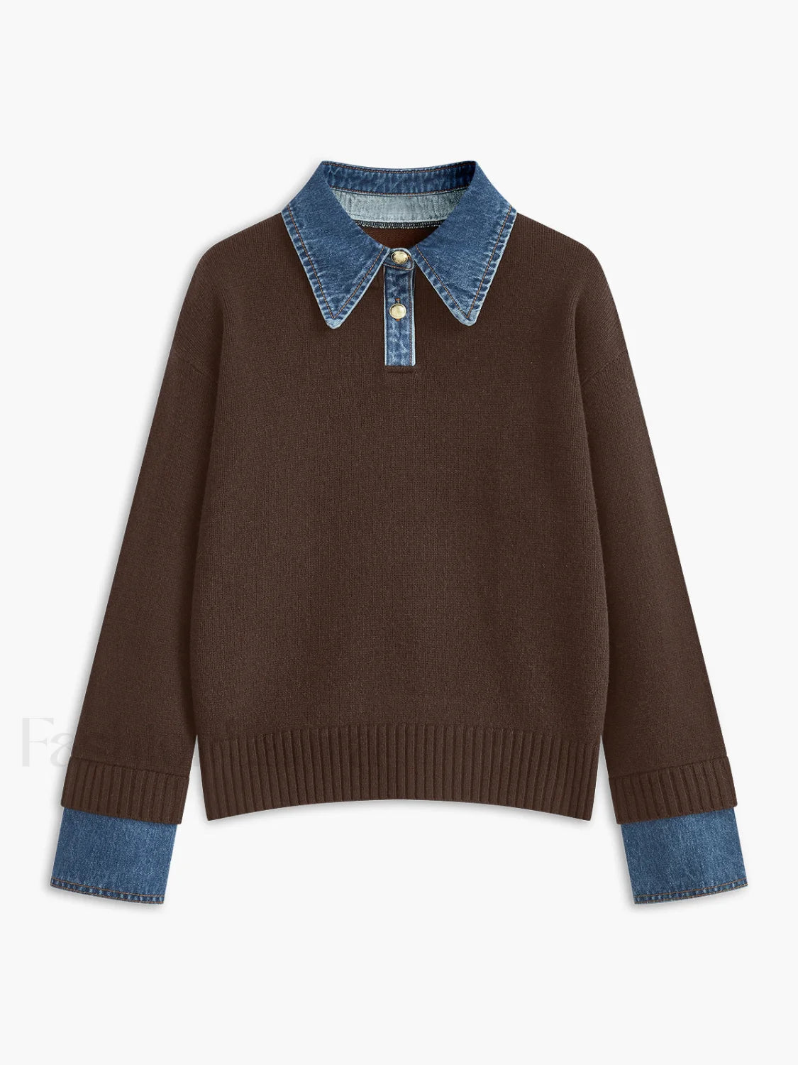 2 in 1 Panel Lapel Sweater Brown / XS Sweaters