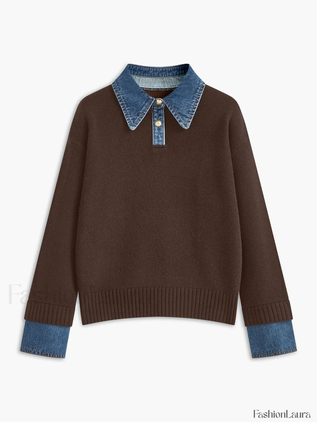 2 in 1 Panel Lapel Sweater Brown / XS Sweaters