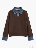 2 in 1 Panel Lapel Sweater Brown / XS Sweaters