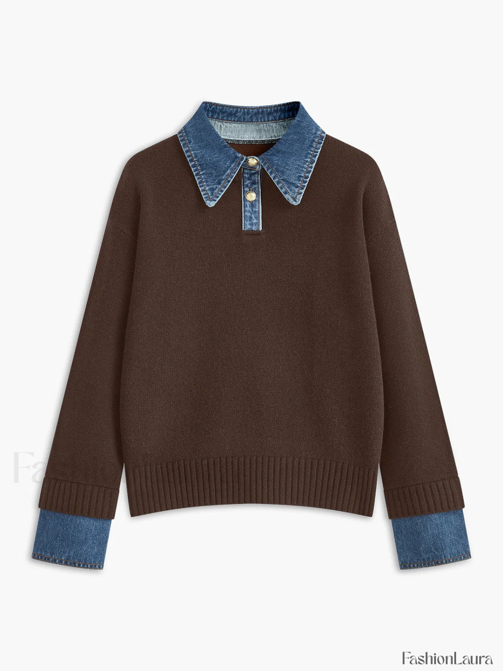 2 in 1 Panel Lapel Sweater Brown / XS Sweaters