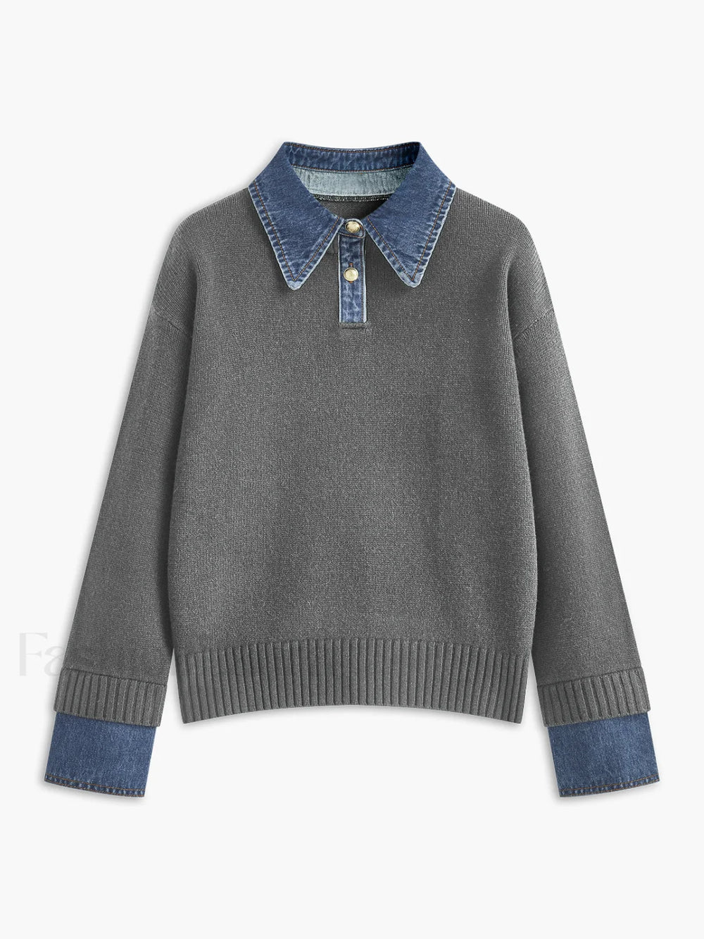 2 in 1 Panel Lapel Sweater Light Grey / XS Sweaters