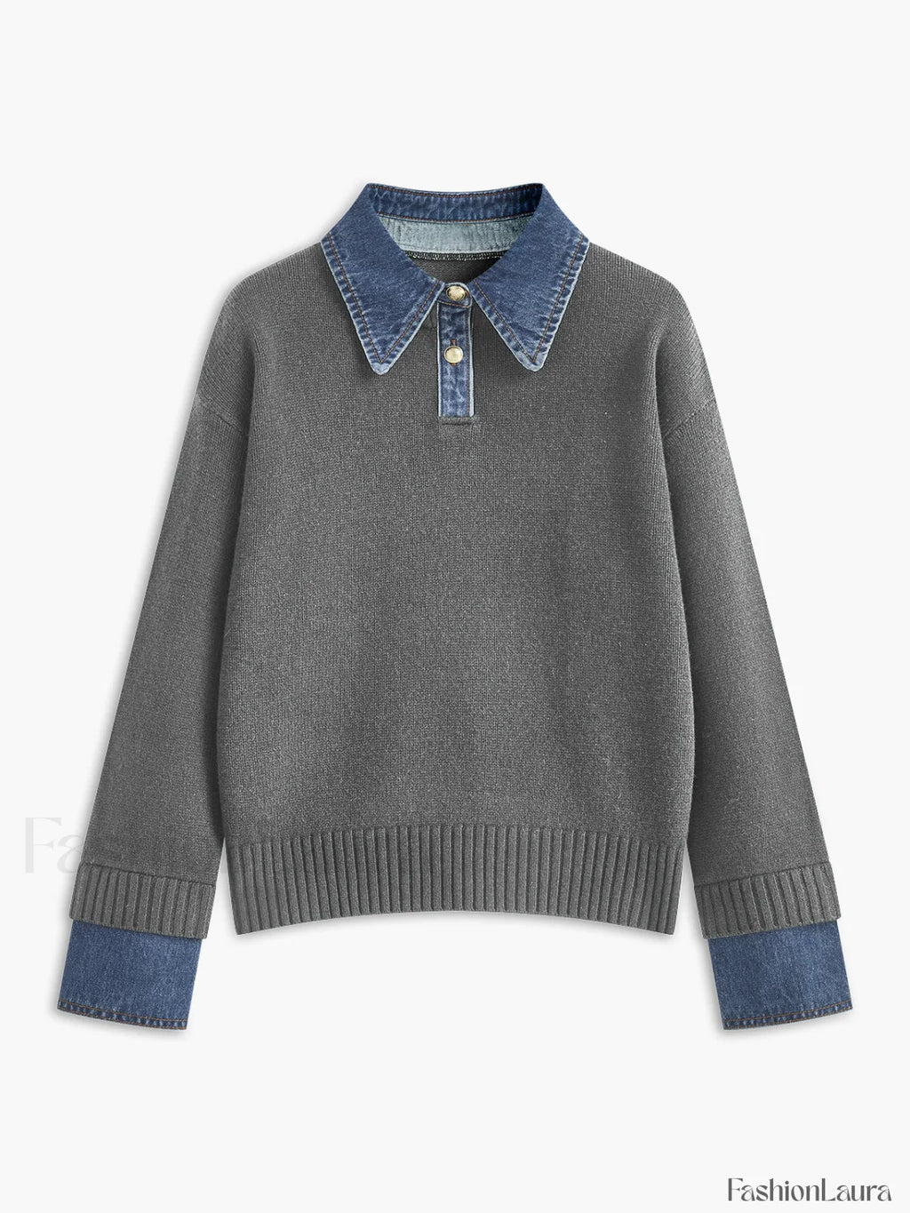 2 in 1 Panel Lapel Sweater Light Grey / XS Sweaters