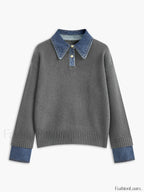 2 in 1 Panel Lapel Sweater Light Grey / XS Sweaters