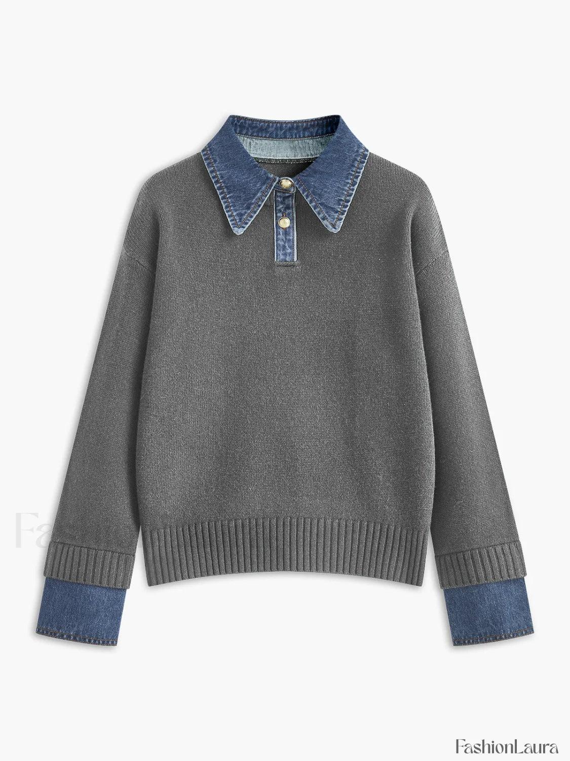 2 in 1 Panel Lapel Sweater Light Grey / XS Sweaters