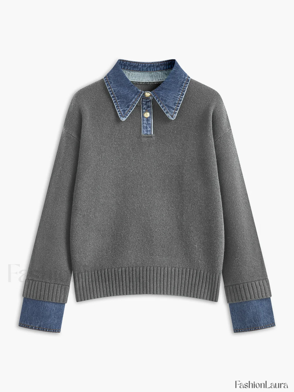 2 in 1 Panel Lapel Sweater Light Grey / XS Sweaters