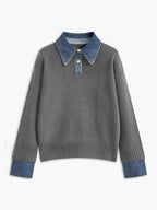 2 in 1 Panel Lapel Sweater Light Grey / XS Sweaters
