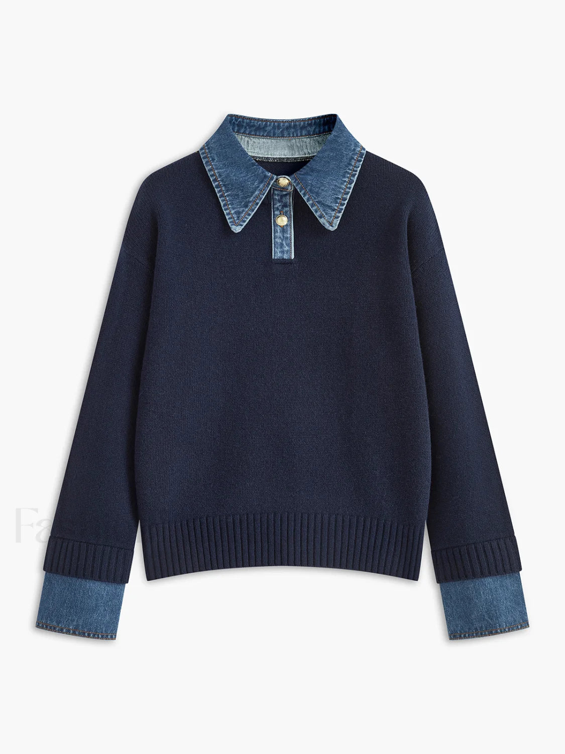 2 in 1 Panel Lapel Sweater Navy / XS Sweaters Main image
