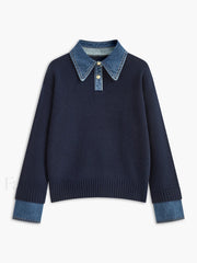 2 in 1 Panel Lapel Sweater Navy / XS Sweaters
