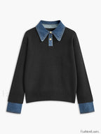 2 in 1 Panel Lapel Sweater Black / XS Sweaters