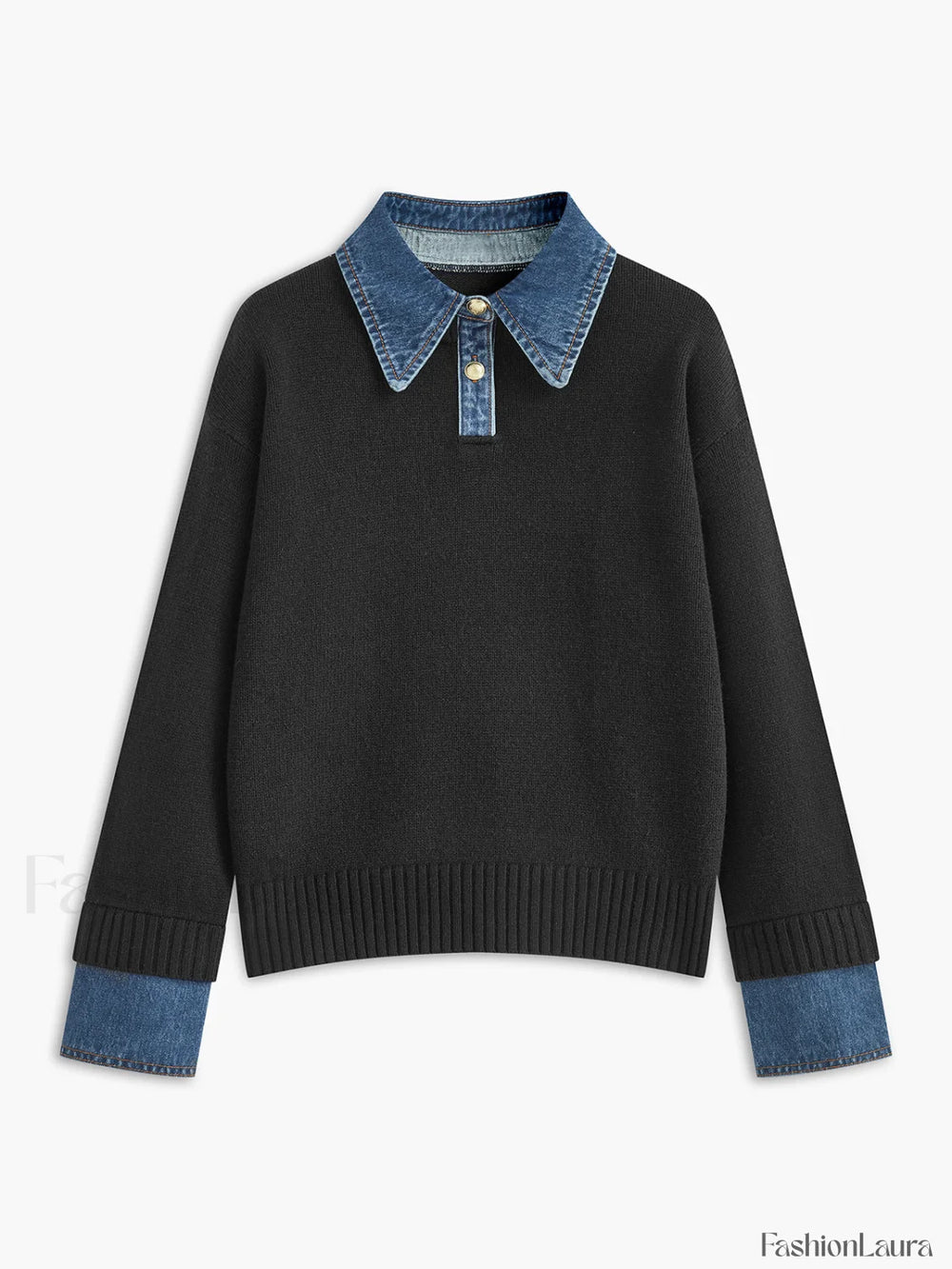 2 in 1 Panel Lapel Sweater Black / XS Sweaters