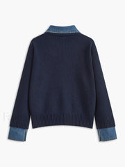 2 in 1 Panel Lapel Sweater Sweaters