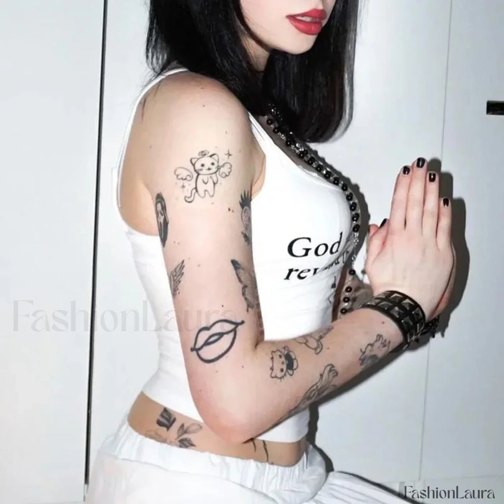 2000s Goth Letter Crop T Shirt