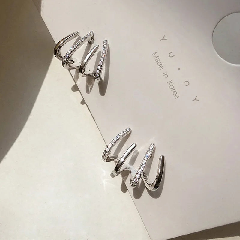 Bright Crystal Luxury Korean Unusual Claw Stud Irregular Pearl Earring 14