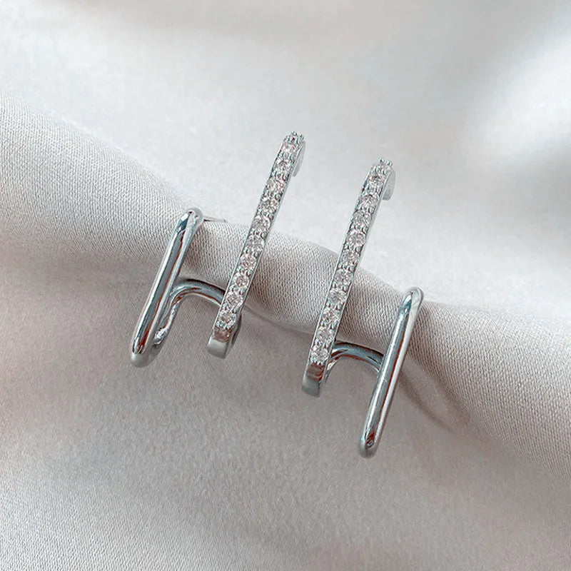 Bright Crystal Luxury Korean Unusual Claw Stud Irregular Pearl Earring 2