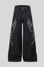 White Thorn Embroidered Wide Leg Jeans