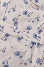 Asymmetric V Neck Flare Sleeve Floral Dress