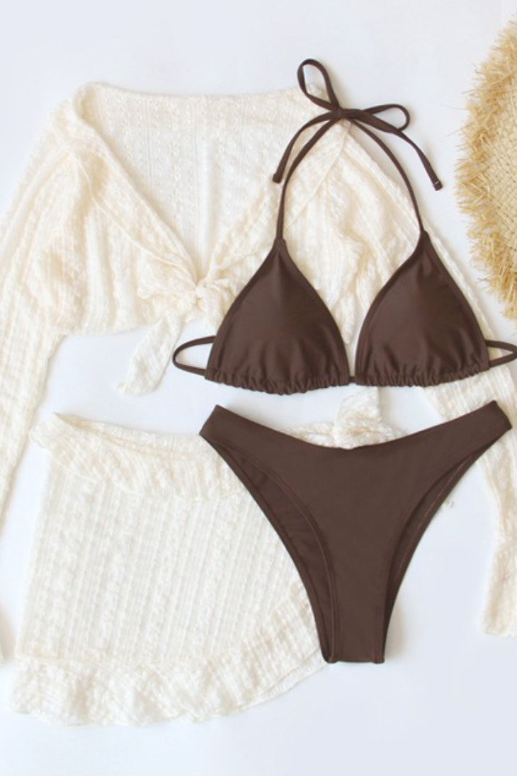 Long Sleeve Strappy Beach Four Piece Swim Set Secondary image