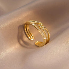 Sparkling Zirconia Cross Open Adjustable Ring