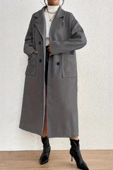 Minimalist Solid Wool Collar Overcoat