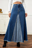 Panelled Full Volume Maxi A Line Denim Skirt